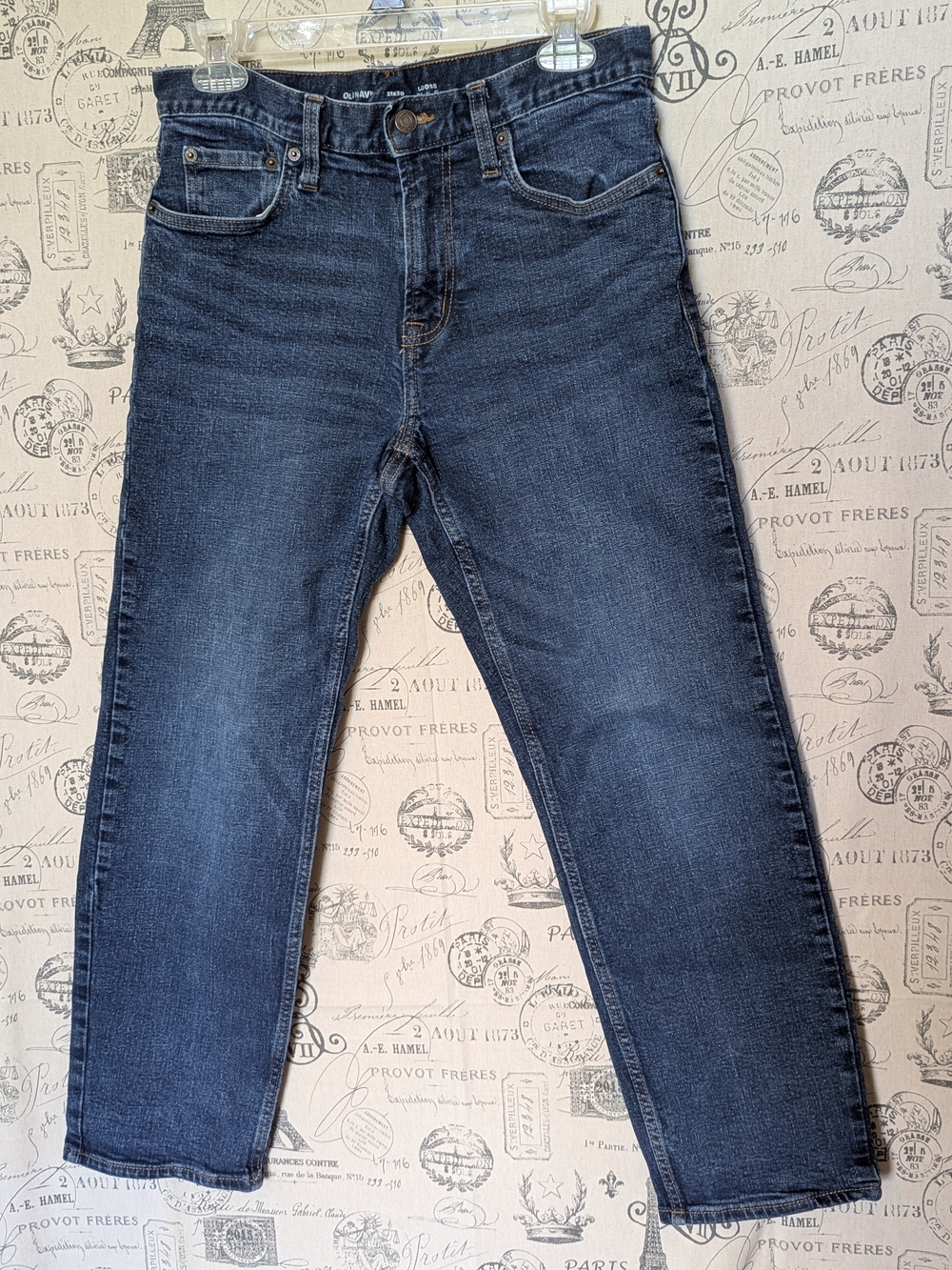 Old Navy Men's Loose Fit Straight Leg Jeans in Dark Blue Medium Wash- Size 31/30